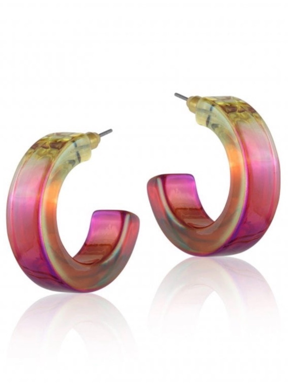 Iridescent Hoop Resin Earrings